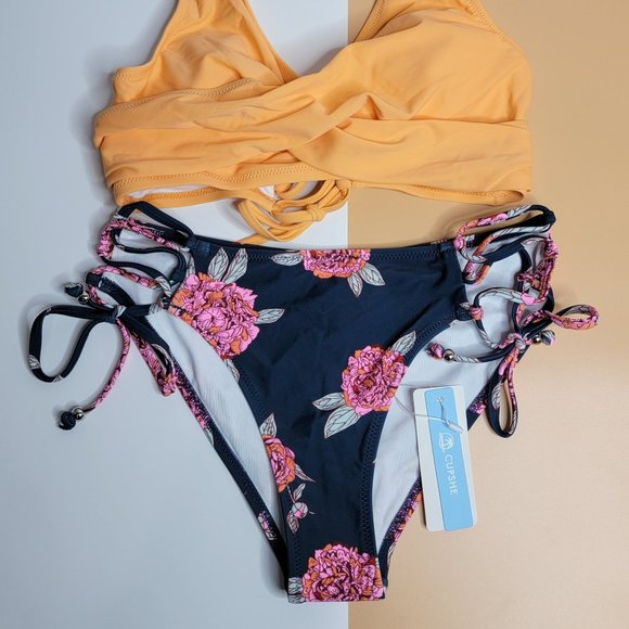 CUPSHE Women's Bikini Swimsuit Front Cross Lace Up Twos size S NWT - Picture 6 of 12